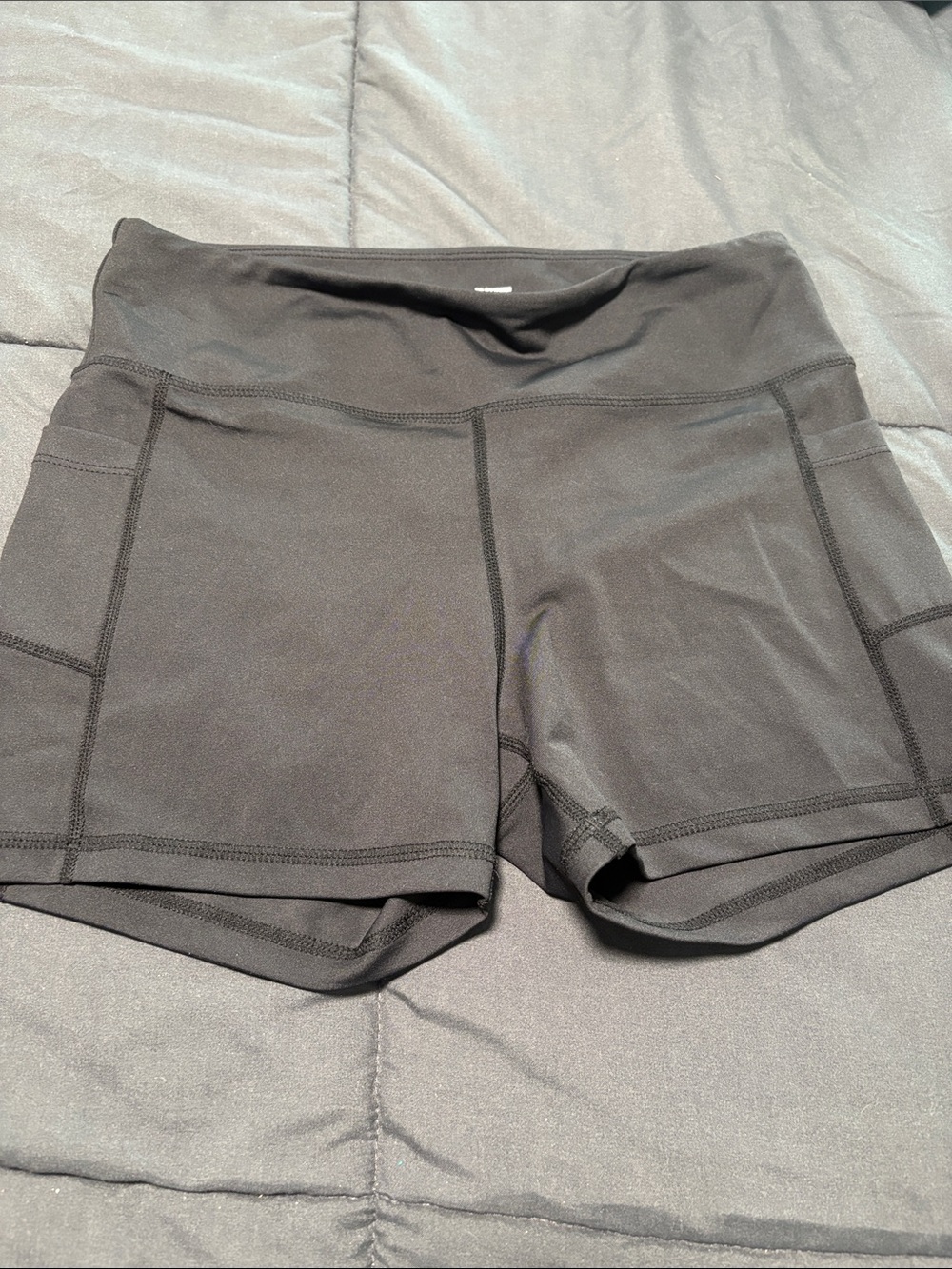 ZYIA Black High-Waist Bike Shorts with Side Pockets